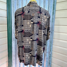 Load image into Gallery viewer, 1990&#39;s Vintage Rayon Indonesian Shirt Brown Beige Cream Patchwork Look Floral Paisley S/S Sz L - OOAK - Phoenix Menswear