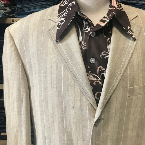 1990's Vintage Sand Pinstripe Wool Blend Blazer Sz XL - OOAK - Phoenix Menswear