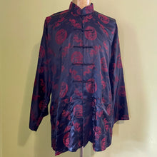 Load image into Gallery viewer, 1990&#39;s Vintage Silk Chinese Black Red Jacket Dragons Sz XL - OOAK - Phoenix Menswear