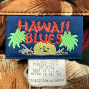 1990's Vintage S/S Hawaiian Print Shirt Brown Green Burgundy Sz XL - OOAK - Phoenix Menswear