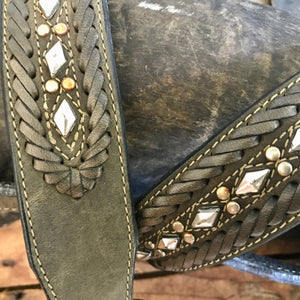 1990's Vintage Studded Punk Rock Brown Leather Belt Sz S - OOAK - Phoenix Menswear