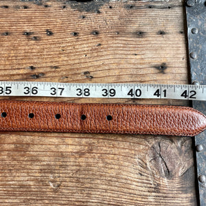 1990's Vintage Tan Brown Leather Belt Chunky Brass Buckle Sz L - OOAK - Phoenix Menswear