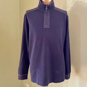 1990's Vintage Tommy Bahama Grey Cotton Jumper Pullover Zip Sz L - OOAK - Phoenix Menswear