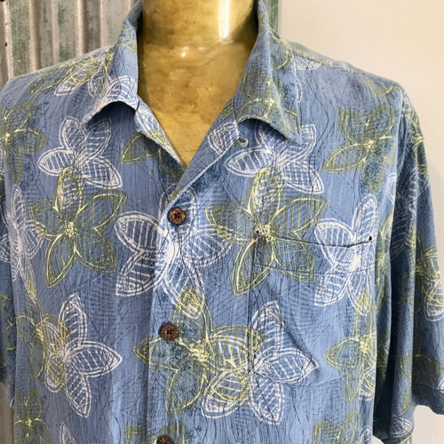 Vintage Tommy Bahama Green Rayon Hawaiian Shirt, Bird Print Shirt