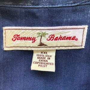 1990's Vintage Tommy Bahama Silk Hawaiian S/S Shirt Navy Blue Floral Art Print Sz XXL - OOAK - Phoenix Menswear