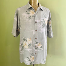 Load image into Gallery viewer, 1990&#39;s Vintage Tommy Bahama Silk Hawaiian S/S Shirt Pale Gey Blue Floral Print Sz M - OOAK - Phoenix Menswear