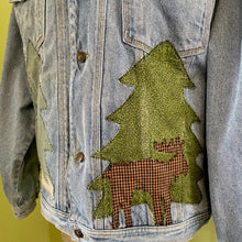 Load image into Gallery viewer, 1990&#39;s Vintage Upcycled Christmas Denim Jacket Blue Bears Trees Sz XL - OOAK - Phoenix Menswear