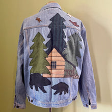 Load image into Gallery viewer, 1990&#39;s Vintage Upcycled Christmas Denim Jacket Blue Bears Trees Sz XL - OOAK - Phoenix Menswear