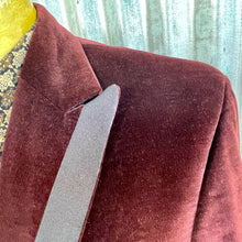 Load image into Gallery viewer, 1990s Vintage Velvet Blazer Burgundy Black Lapel Sz L - OOAK - Phoenix Menswear