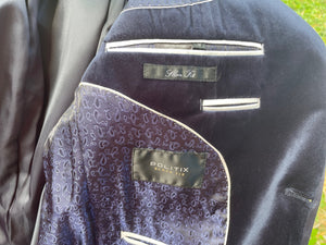 1990's Vintage Velvet Navy Blue Blazer Politix Sz S - OOAK - Phoenix Menswear