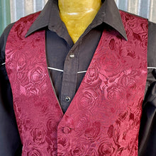Load image into Gallery viewer, 1990&#39;s Vintage Vest Burgundy Red Floral Roses Silky Sz M - OOAK - Phoenix Menswear
