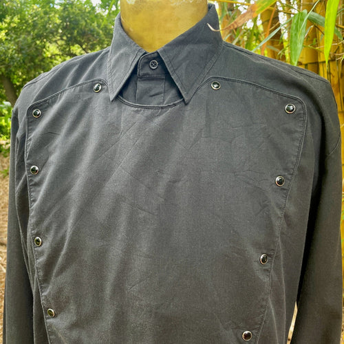 1990's Vintage Western Army Bib L/S Shirt Black Sz L - OOAK - Phoenix Menswear