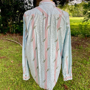 1990's Vintage Western Cotton L/S Shirt Snaps Blue Red Sz XL - OOAK - Phoenix Menswear