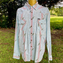 Load image into Gallery viewer, 1990&#39;s Vintage Western Cotton L/S Shirt Snaps Blue Red Sz XL - OOAK - Phoenix Menswear