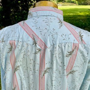 1990's Vintage Western Cotton L/S Shirt Snaps Blue Red Sz XL - OOAK - Phoenix Menswear