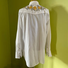 Load image into Gallery viewer, 1990&#39;s Vintage Western Embroidered Floral White Yellow L/S Shirt Sz XL - OOAK - Phoenix Menswear