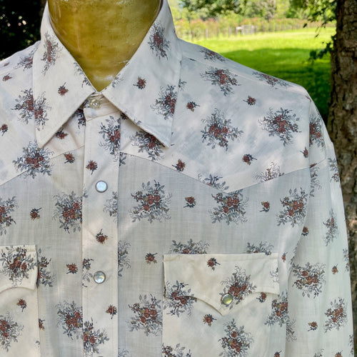 1990's Vintage Western Floral Print L/S Shirt Snaps Sz XL - OOAK - Phoenix Menswear