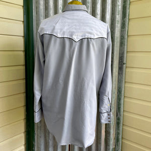 1990's Vintage Western Shirt Embroidered Cowboy Spurs Black White Snaps L/S Sz XL - OOAK - Phoenix Menswear