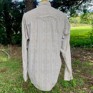 1990's Vintage Western Striped Brown White Cotton L/S Shirt Snaps Sz XL - OOAK - Phoenix Menswear