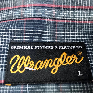 1990's Vintage Western Wrangler L/S Shirt Blue Red Check Sz L - OOAK - Phoenix Menswear