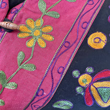 Load image into Gallery viewer, 1990s Vintage Women&#39;s Black Burgundy Floral Embroidered Cotton Vest Green Yellow Toggles Sz M - OOAK - Phoenix Menswear