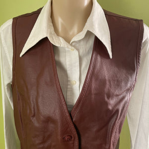 1990s Vintage Women's Brown Leather Classic Vest Sz XL - OOAK - Phoenix Menswear