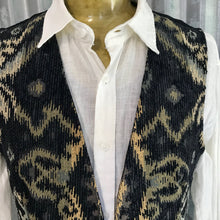 Load image into Gallery viewer, 1990&#39;s Vintage Women&#39;s Chenille Black Beige Tapestry Vest Sz L - OOAK - Phoenix Menswear