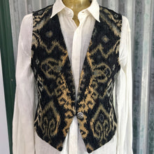 Load image into Gallery viewer, 1990&#39;s Vintage Women&#39;s Chenille Black Beige Tapestry Vest Sz L - OOAK - Phoenix Menswear