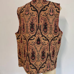 1990's Vintage Women's Cotton Tapestry Vest Brown Red Sz M - OOAK - Phoenix Menswear