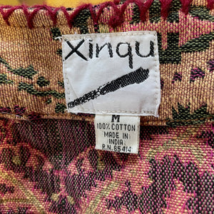 1990's Vintage Women's Cotton Tapestry Vest Brown Red Sz M - OOAK - Phoenix Menswear
