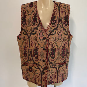 1990's Vintage Women's Cotton Tapestry Vest Brown Red Sz M - OOAK - Phoenix Menswear