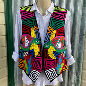 1990's Vintage Women's Guatemalan Embroidered Turtle Cotton Vest Sz M - OOAK - Phoenix Menswear