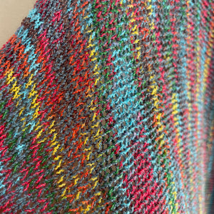 1990's Vintage Women's Knit Off-the-Shoulder Multicoloured Jumper Sz L - OOAK - Phoenix Menswear