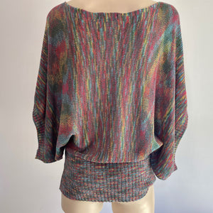 1990's Vintage Women's Knit Off-the-Shoulder Multicoloured Jumper Sz L - OOAK - Phoenix Menswear