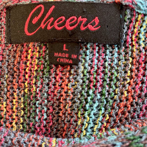 1990's Vintage Women's Knit Off-the-Shoulder Multicoloured Jumper Sz L - OOAK - Phoenix Menswear