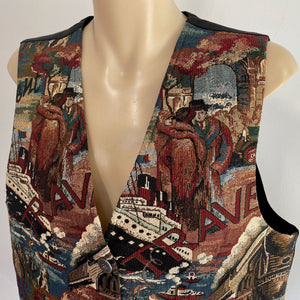 1990's Vintage Women's Tapestry Nautical Orient Vest Sz L - OOAK - Phoenix Menswear