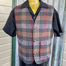 Load image into Gallery viewer, 1990&#39;s Vintage Wool Blend Vest Brown Grey Plaid Check Lined Pockets Sz M -OOAK - Phoenix Menswear