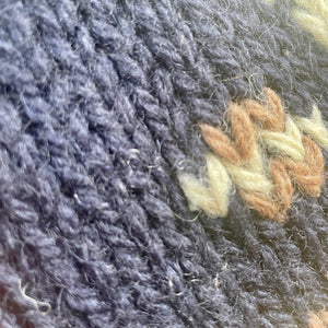 1990's Vintage Wool Chunky Knit Cardigan Pockets Stripe Cowl Neck Sz L - OOAK - Phoenix Menswear