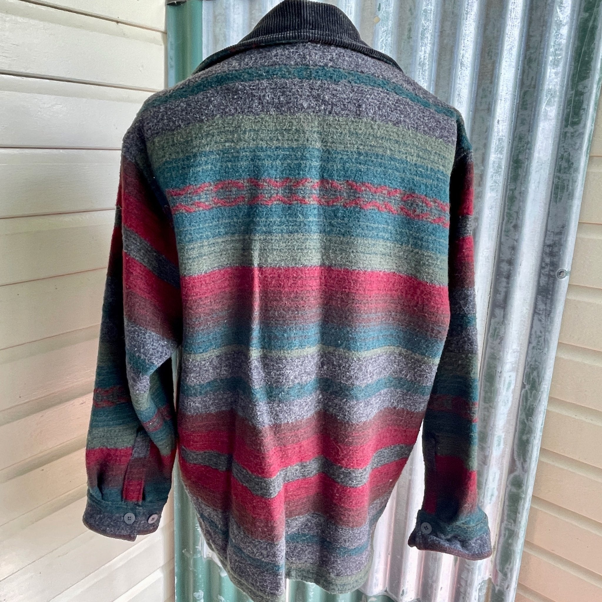 1990's Vintage Woolrich Wool Jacket Striped Design Blue Red Sz L - OOA –  Phoenix Menswear