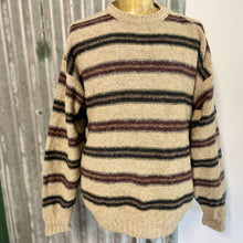 Load image into Gallery viewer, 1990&#39;s Vintage Woolrich Wool Jumper Blue Burgundy Beige Stripe Sz XL - OOAK - Phoenix Menswear