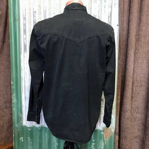 1990's Vintage Wrangler Black Denim L/S Shirt Sz S - OOAK - Phoenix Menswear