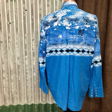 Load image into Gallery viewer, 1990&#39;s Vintage Wrangler Western L/S Shirt Eagle Print Blue Sz L - OOAK - Phoenix Menswear