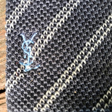Load image into Gallery viewer, 1990&#39;s Vintage Yves Saint Laurent Skinny Knit Necktie - Grey Blue - OOAK - Phoenix Menswear