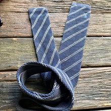 Load image into Gallery viewer, 1990&#39;s Vintage Yves Saint Laurent Skinny Knit Necktie - Grey Blue - OOAK - Phoenix Menswear
