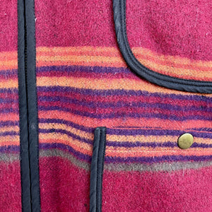 1990's Western Vintage Wool Blend Vest Zip Red Orange Black Stripe Sz XL -OOAK - Phoenix Menswear