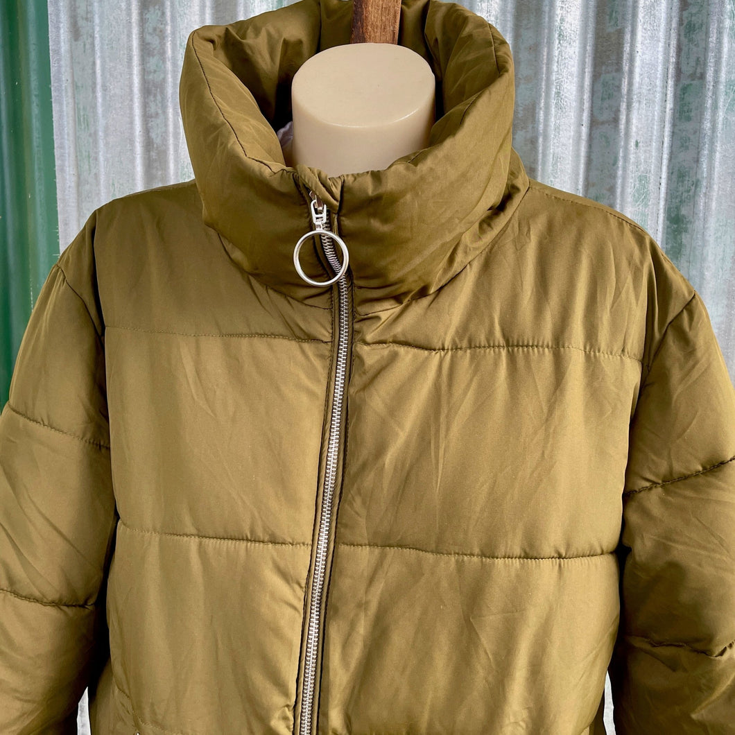 1990's Woman's Vintage Puffer Bomber Jacket Khaki Sz S - OOAK - Phoenix Menswear