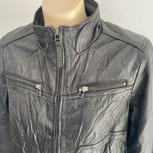 1990's Women's Vintage Black Leather Jacket Just Jeans Sz S - OOAK - Phoenix Menswear