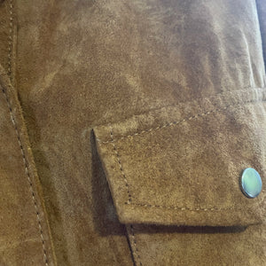 1990's Women's Vintage Tan Suede Shirt Dress Jacket Snaps Fully Lined Sz M - OOAK - Phoenix Menswear