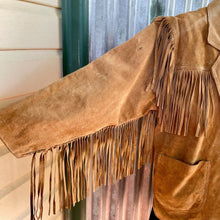 Load image into Gallery viewer, 1990&#39;s Women&#39;s Vintage Western Fringed Tan Suede Jacket Fully Lined Sz S - OOAK - Phoenix Menswear
