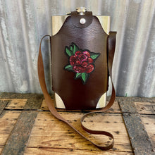 Load image into Gallery viewer, 64oz Extra Large Hip Flask with Case and Strap Sequined Red Rose Embellishment Stainless Steel - Phoenix Menswear